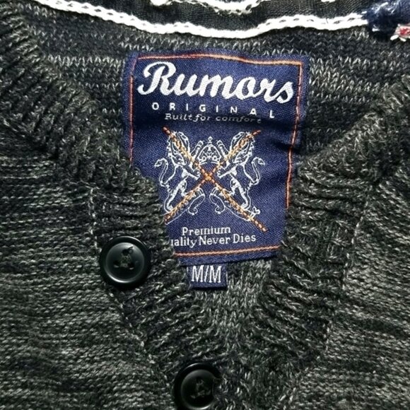 Rumors Men's Sweater Size M 100% Cotton Knit Block Shaded Black - Picture 4 of 5